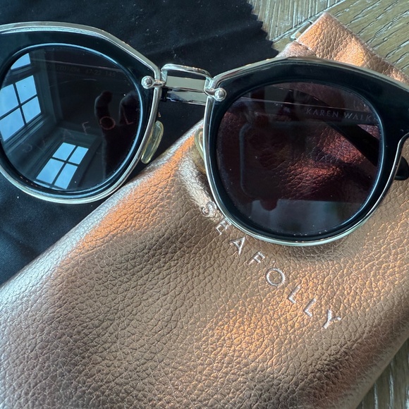 Karen Walker Bounty Black Gold 47mm Frame Sunglasses 1701424 MSRP $280 - Picture 9 of 9